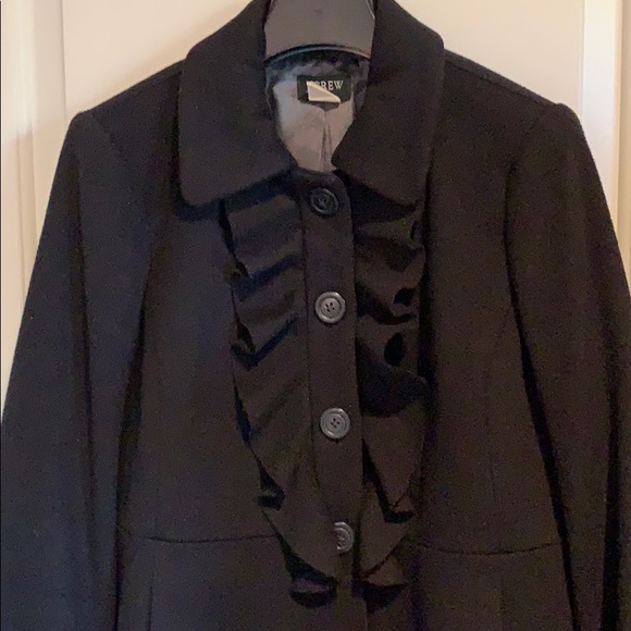 J. Crew Wool Ruffle Trim Front Coat - Picture 6 of 6